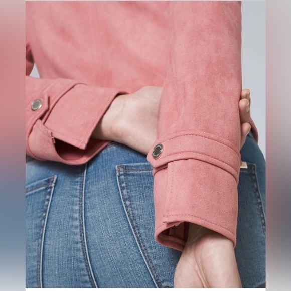WHBM | Faux-Suede Moto Jacket Ultra Suede Enchantress Pink Color - Picture 4 of 16
